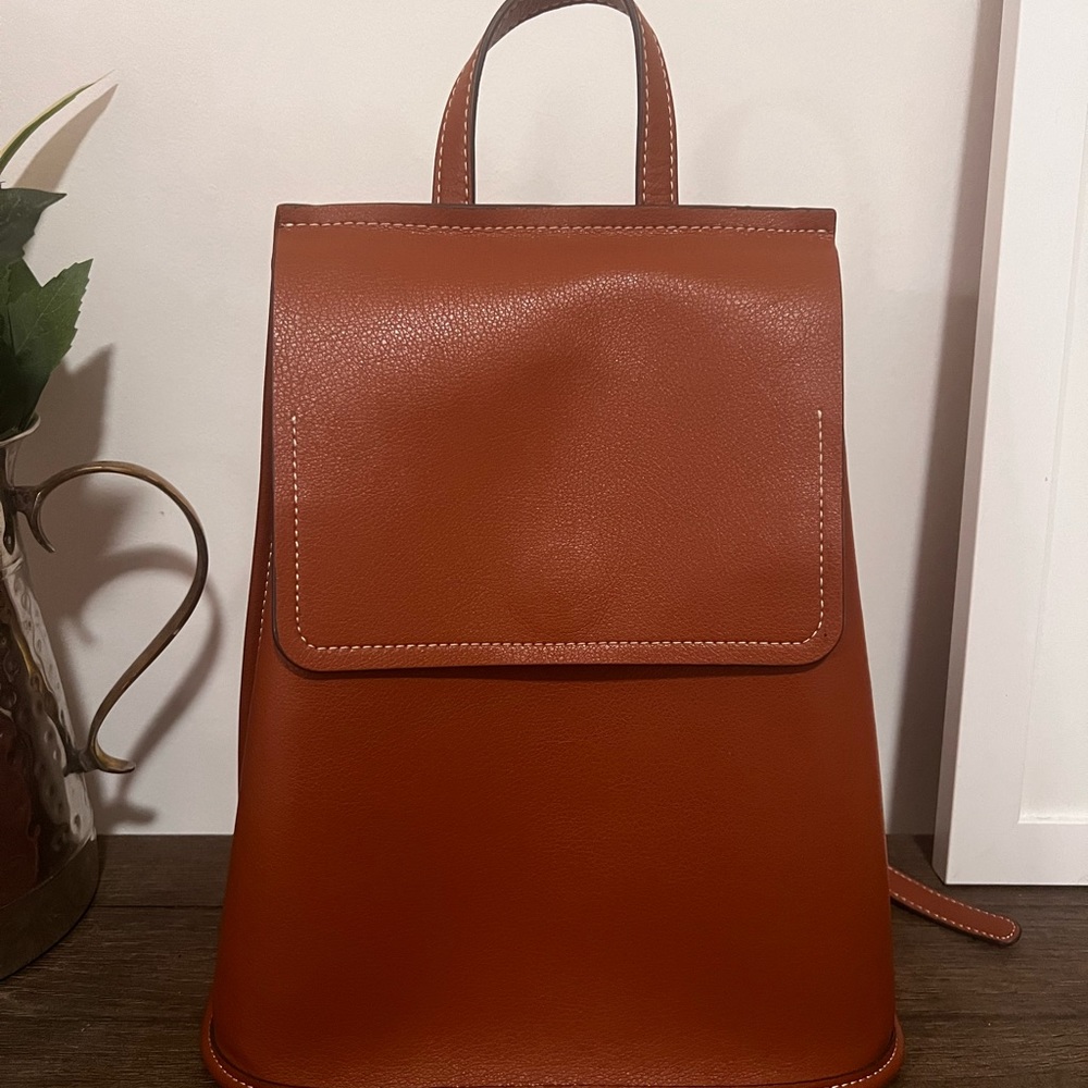 Zara Saddle Brown Leather Backpack Gem
